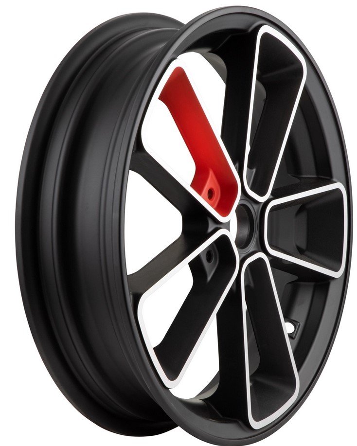 Llanta delantera/trasera 13" para Vespa GTS/GTS Super/GTV/GT 60/GT/GT L 125-300ccm, negro mate/rojo