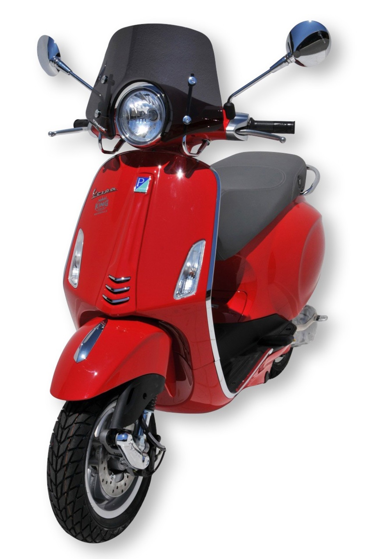 Parabrisas ERMAX Piccolo H 300 mm para Vespa Primavera 50-150cc 2T/4T, tintado/negro claro