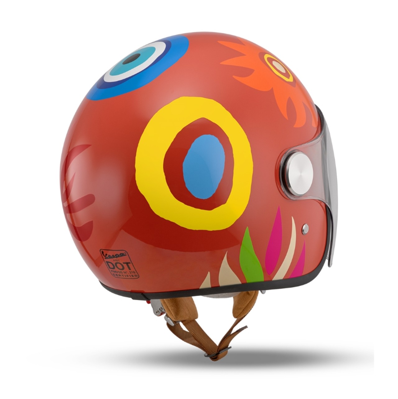 Casco jet Vespa Assouline 80th, rojo brillante
