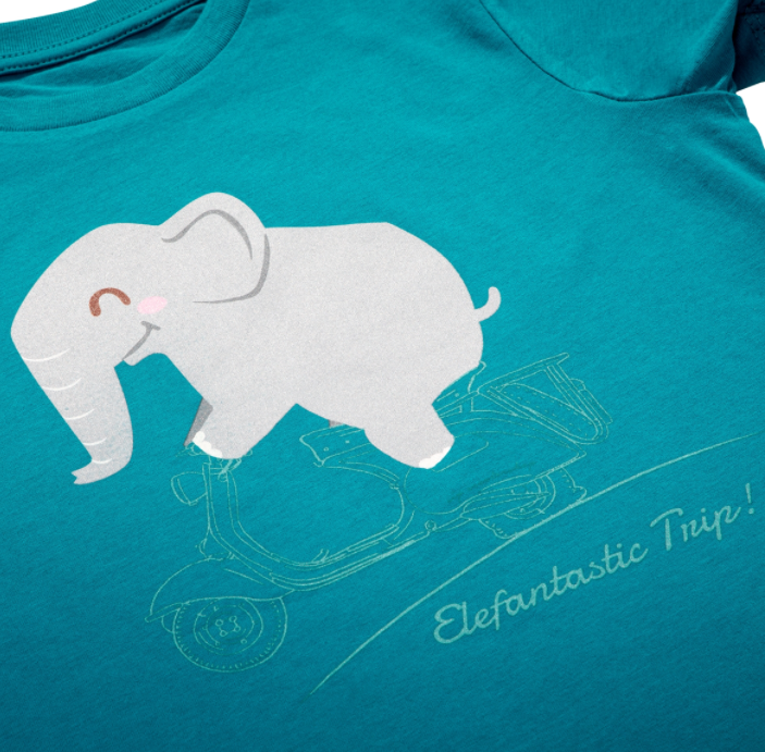 Camiseta infantil "Elefantastic Trip!", turquesa