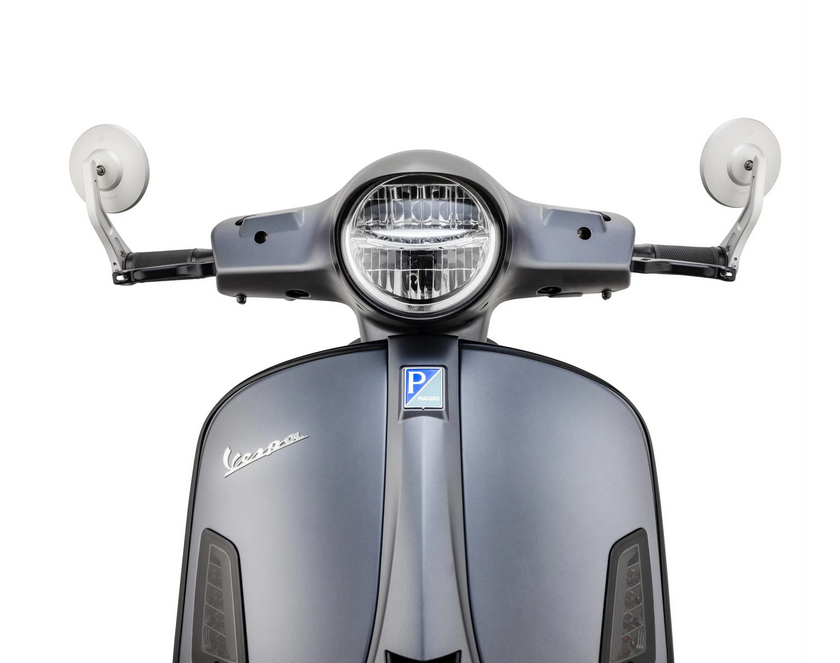 Espejo terminal de manillar para Vespa, izquierda o derecha, redondo, plata mate