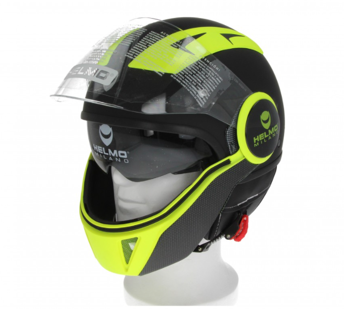 Casco Helmo Milano Full Jet, FuoriRotta Premium, negro, amarillo, mate