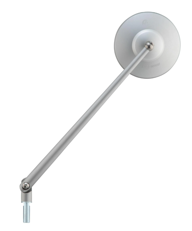 Retrovisor estándar para Vespa, rosca izquierda, plata mate