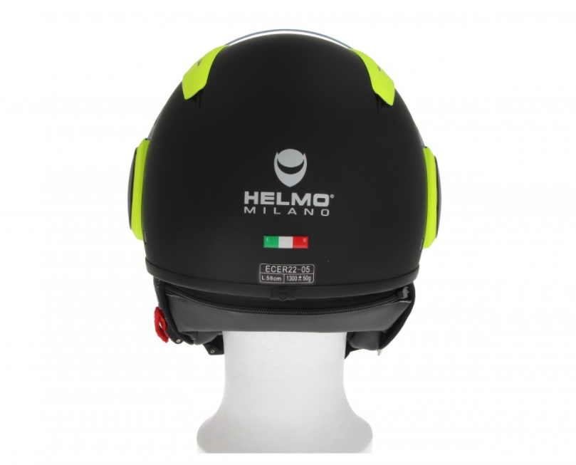 Casco Helmo Milano Full Jet, FuoriRotta Premium, negro, amarillo, mate