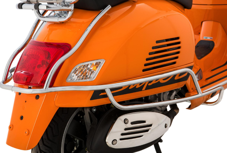 Cubrebarras lateral trasero para Vespa GTS /GTS Super /GTV /GT 60, 125-300ccm, cromado