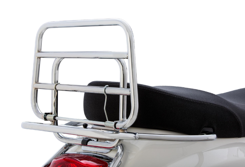 Portaequipajes trasero para Vespa LX/LXV/S 50-150cc, plegable, cromado