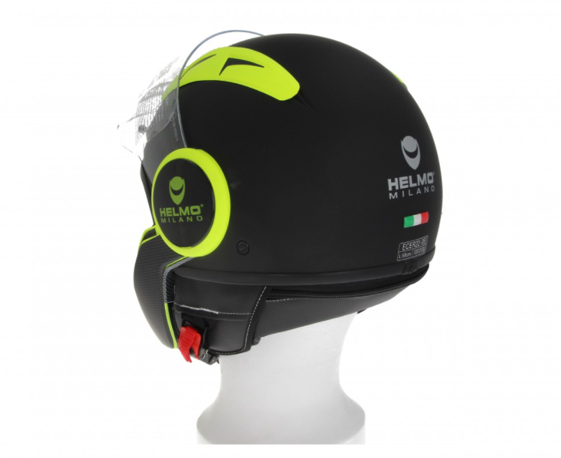 Casco Helmo Milano Full Jet, FuoriRotta Premium, negro, amarillo, mate