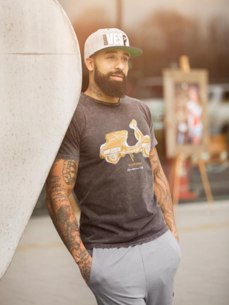 Camiseta "La vida es mejor en un Rally", hombre negro lavado a la piedra