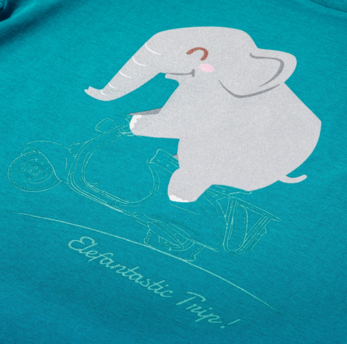 Camiseta infantil "Elefantastic Trip!", turquesa
