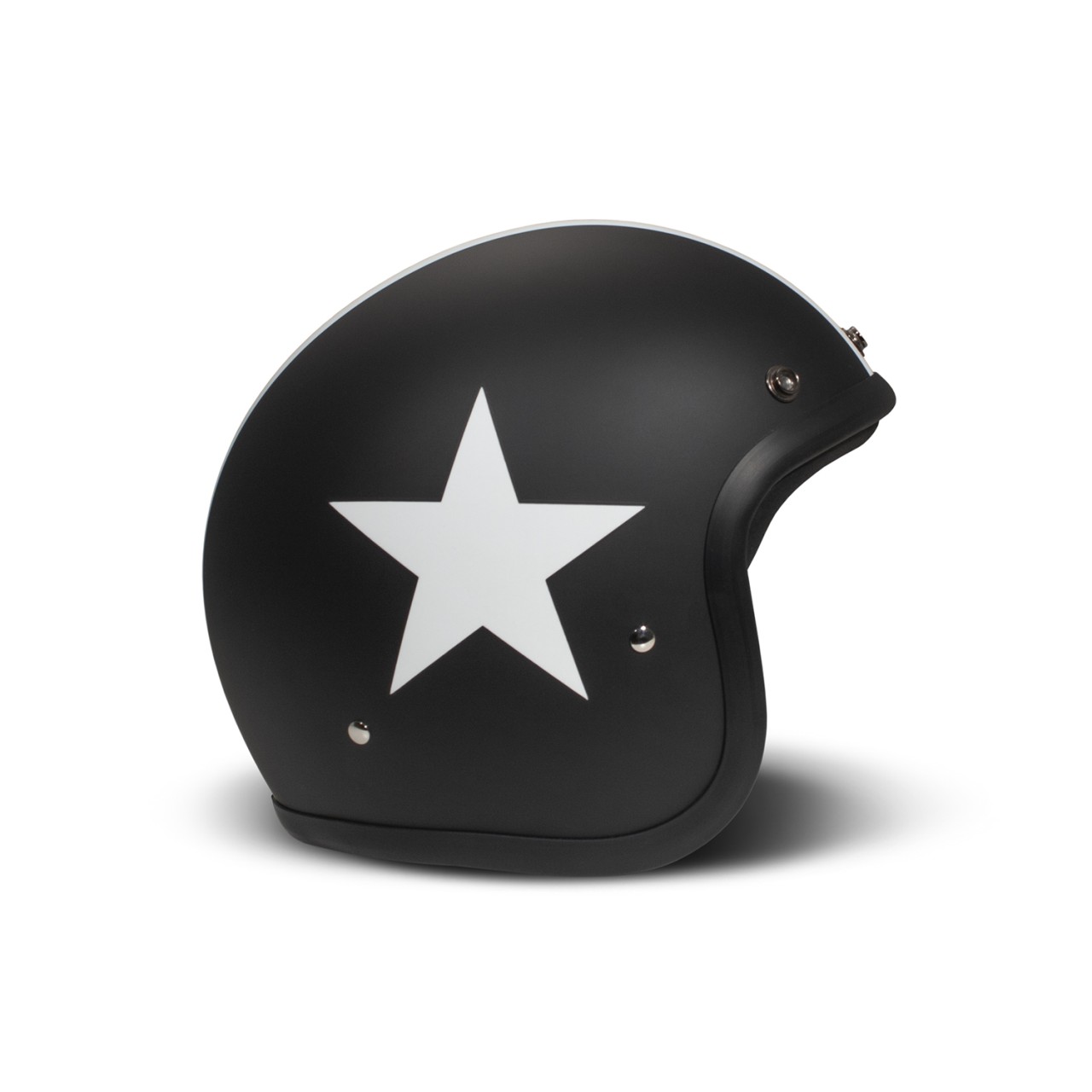 Casco DMD jet Retro, negro, mate, Star Black, fibra de vidrio, ECE 22.06