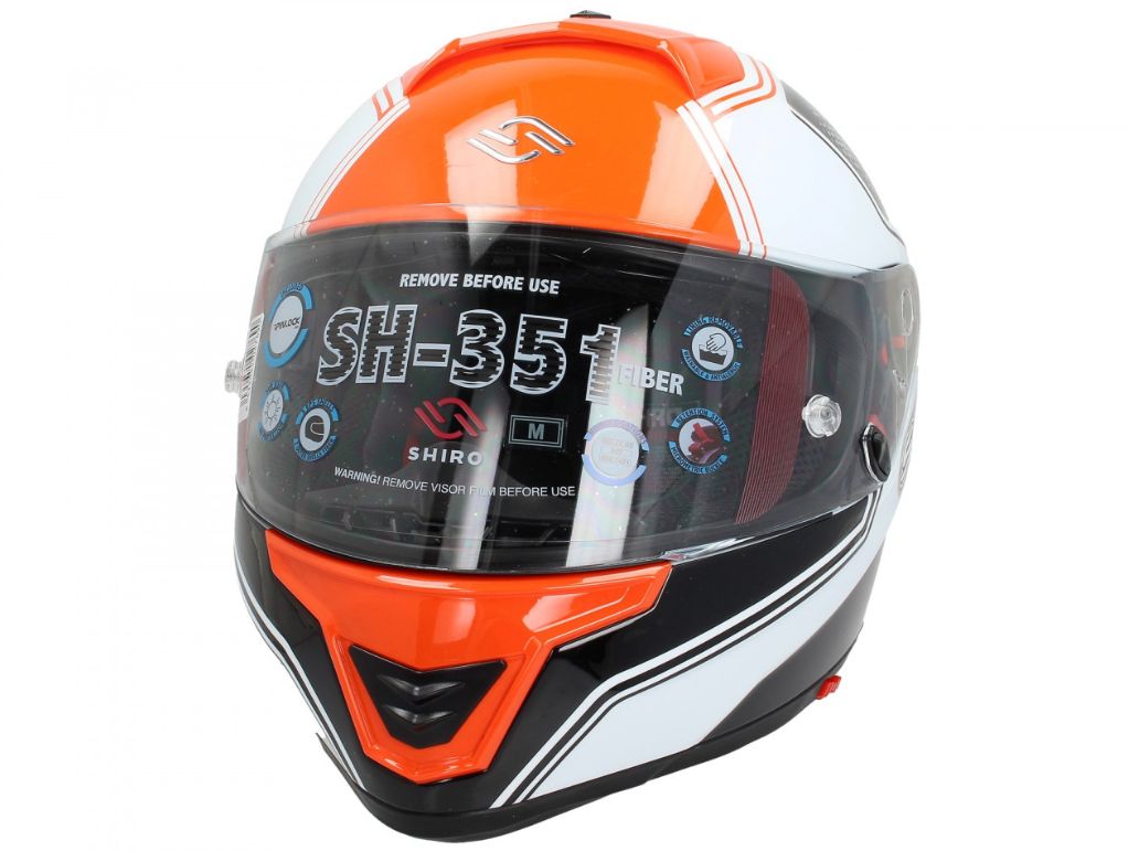 Casco integral Shiro, SH351, Fibra, F4, naranja