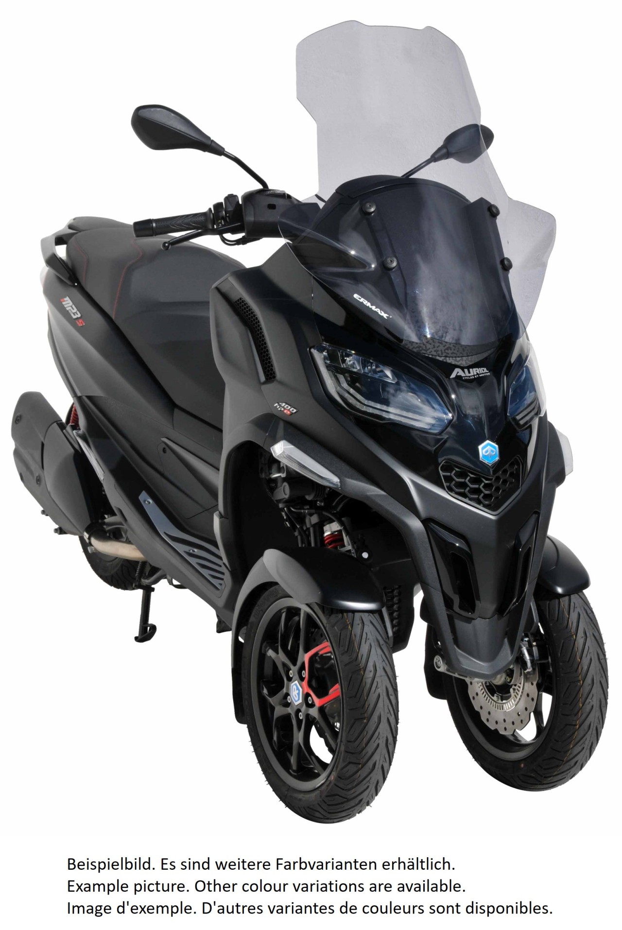 Parabrisas ERMAX Alta Protección con protector de manos para Piaggio MP3 400 / 530 HPE (22-), gris