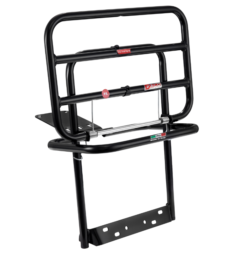 Portaequipajes trasero para Vespa PX 80-200cc, plegable, negro