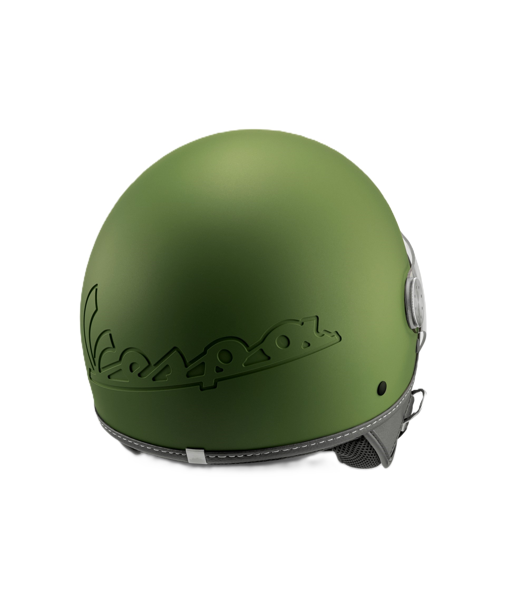 Casco jet Vespa, visera Vespa LongHe, verde mate