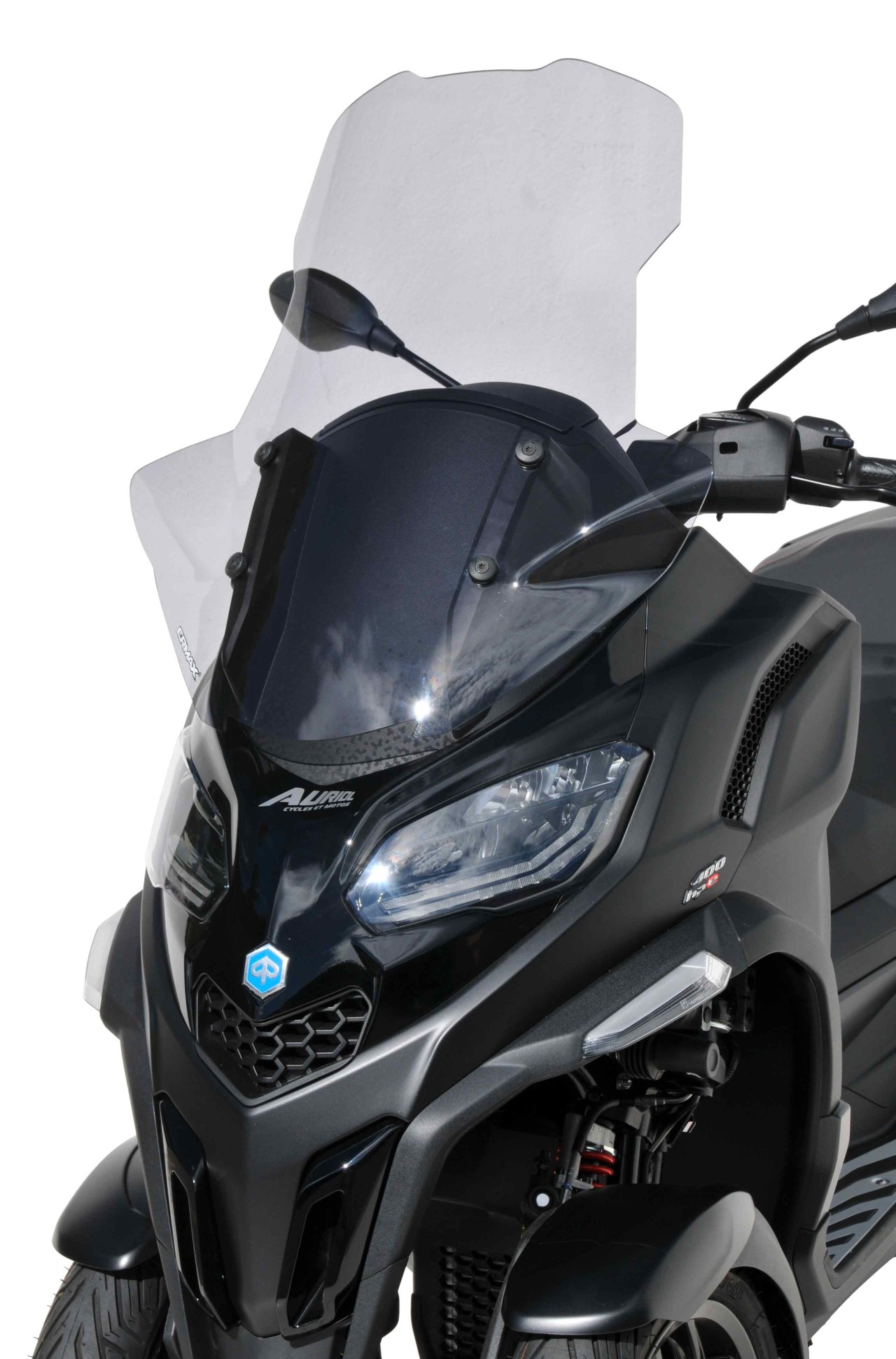 Parabrisas ERMAX Alta Protección con protector de manos para Piaggio MP3 400 / 530 HPE (22-), gris