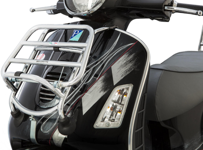 Portaequipajes delantero para Vespa GTS/GTS Super/GTV/GT 60/GT/GT L 125-300cc, plegable, cromado
